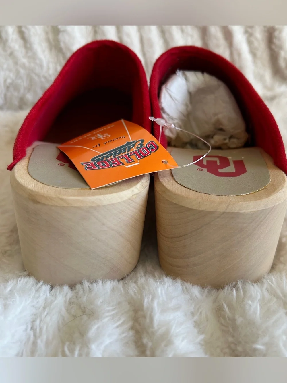NWT Oklahoma Sooners OU Wood Clogs - Picture 6 of 11